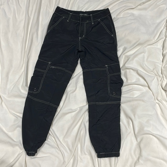 Black with White Stitching Cargo Pants - Picture 1 of 2